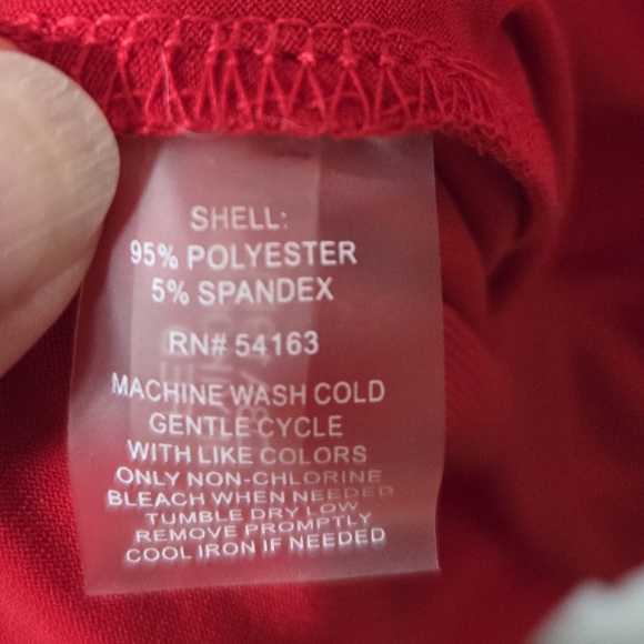 Calvin Klein Red Long Sleeved Dress, Size 8, Ruched At Waist, Faux Wrap, EUC - Picture 8 of 10